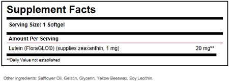 Solgar Lutein 20 mg Label